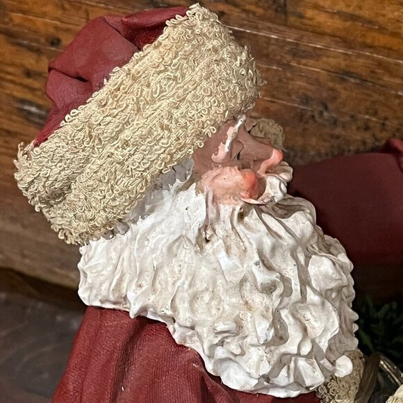 VTG Paper Mache Sitting SANTA CLAUS Christmas Decoration Primitive Folk Art - Picture 7 of 15